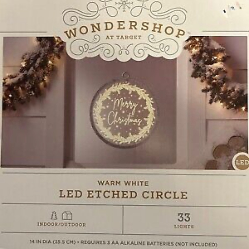 NIB Target Wondershop Merry Christmas Warm White LED Etched Circle